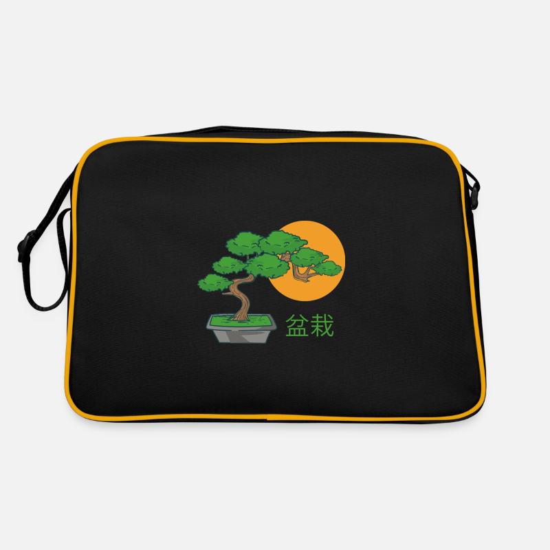 Bonsai Kleiner Baum - Retro Tasche - Schwarz/Gold
