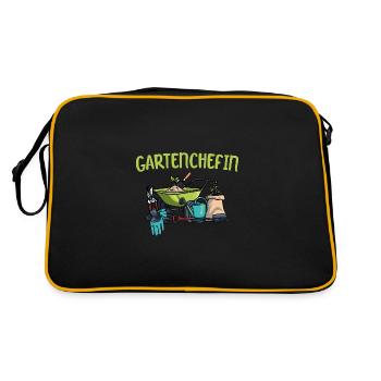 Gartenchefin Gärtnerin Hobbygärtnerin Geschenk - Retro Tasche - Schwarz/Gold - Hinten