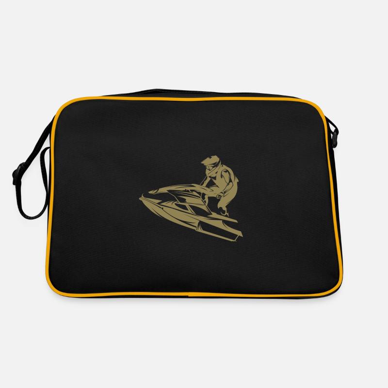 Fast-paced jet ski in silhouette Retro Bag