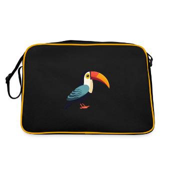 Minimalistischer Tukan - Paradiesvogel Design - Retro Tasche - Schwarz/Gold - Hinten
