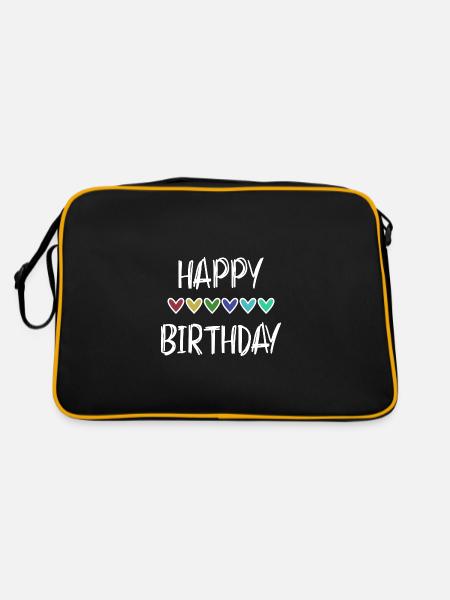 JAHRESTAG. ALLES GUTE ZUM GEBURTSTAG!. ALLES GUTE ZUM GEBURTSTAG!. - Retro Tasche - Schwarz/Gold - Hinten