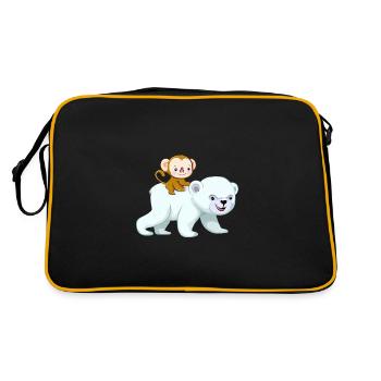 Chimpanzé chevauche l’ours polaire, aventureux - Sac Retro - noir/or - Dos