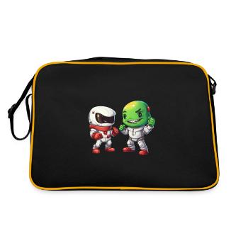 Green Alien & Astronaut: Bro Fist in Space - Retro Bag - black/gold - Back