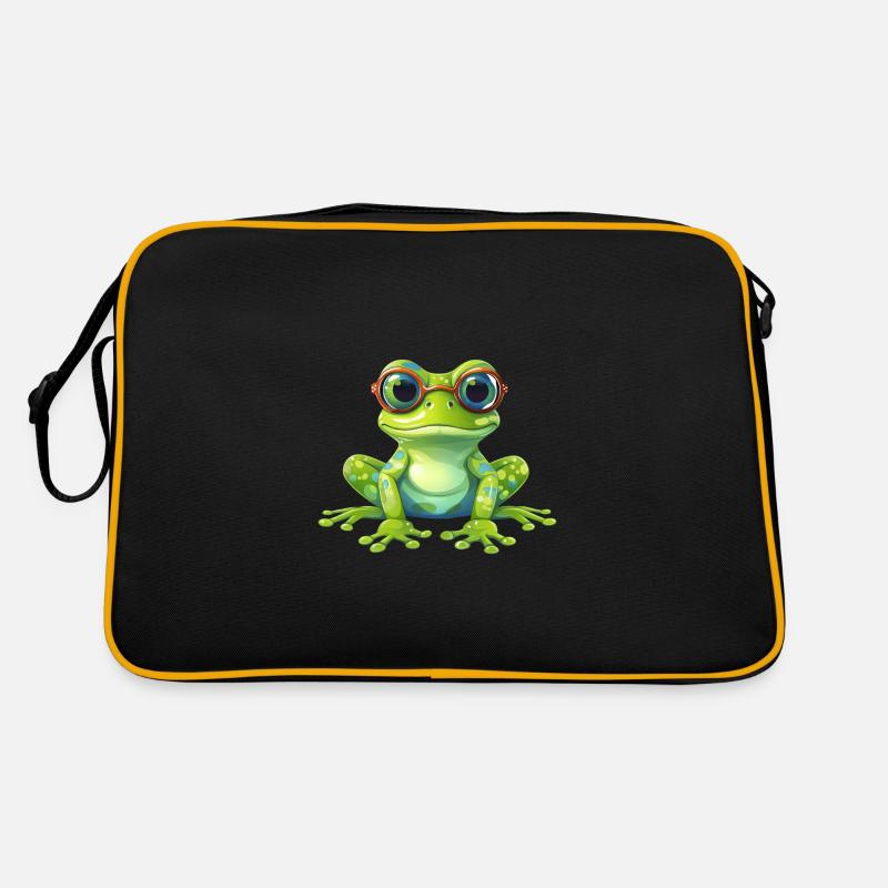 Nerd frog with glasses Retro Bag