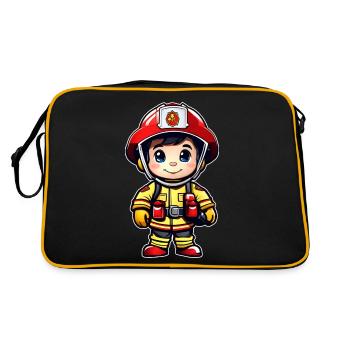 Niedlicher kleiner Feuerwehrmann - Retro Tasche - Schwarz/Gold - Hinten