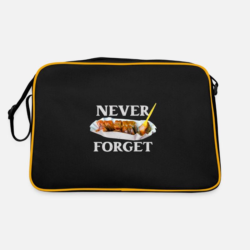 Curry Wurst Currywurst Sprüche Grillwurst Curry - Retro Tasche - Schwarz/Gold