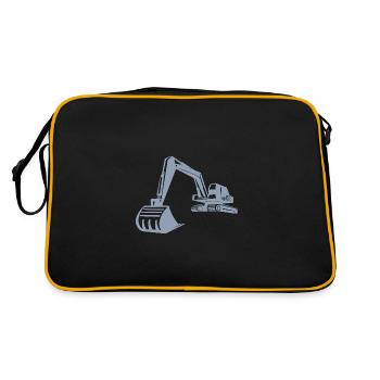 Excavator Silhouette, Precise Design for - Retro Bag - black/gold - Back