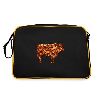 Pâturages automnaux : vache et taureau en automne coloré - Sac Retro - noir/or - Dos