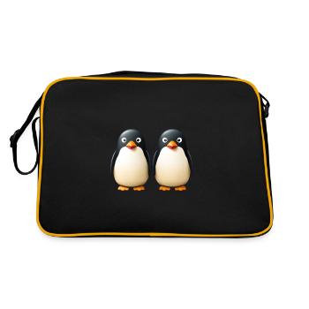 2 funny Penguins - Retro Tasche - Schwarz/Gold - Hinten