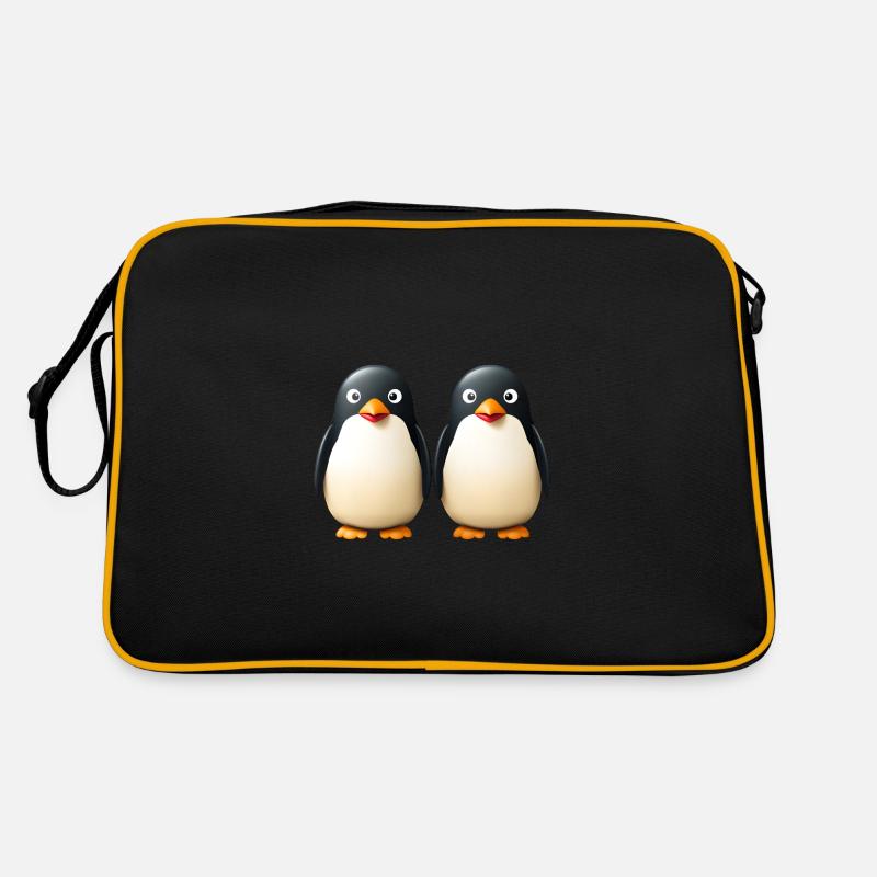 2 funny Penguins Retro Bag