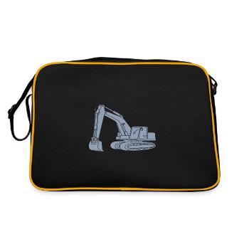 Excavator Driver Silhouette Design - For Construction Equipment Operator - Retro Bag - black/gold - Back