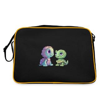 Fusion de tortues extraterrestres vertes - Sac Retro - noir/or - Dos