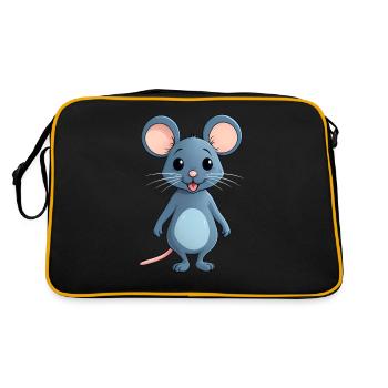Cute Little Comic Style Mouse Mice - Retro Bag - black/gold - Back