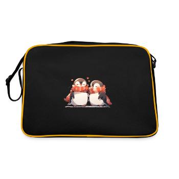Penguin couple - Retro Tasche - Schwarz/Gold - Hinten