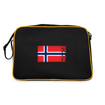Flagge Norge Norwegen Norwegisch Skandinavien - Retro Tasche - Schwarz/Gold - Hinten