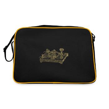 Vintage Morsecode Gerät, Retro Kommunikation - Retro Tasche - Schwarz/Gold - Hinten