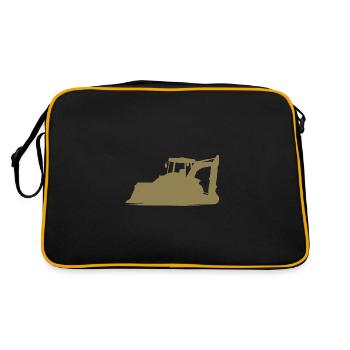 Excavator operator and construction equipment operator Silhouette – - Retro Bag - black/gold - Back