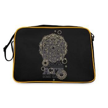 Gestank Knoblauch Essen Faul negativ -frech Spruch - Retro Tasche - Schwarz/Gold - Hinten