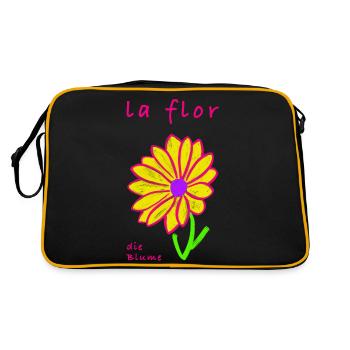 Die Blume auf Spanisch - Retro Tasche - Schwarz/Gold - Hinten