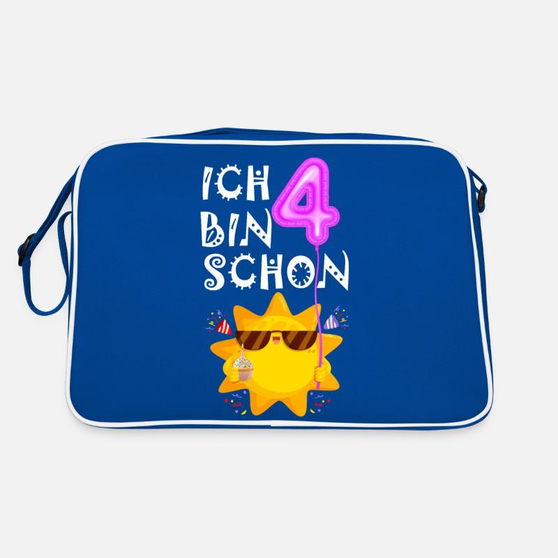 Ich bin schon 4 Retro Tasche