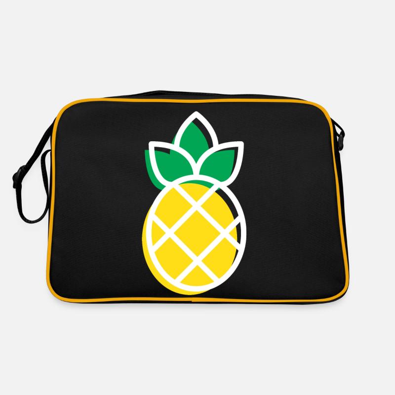 Ananas - Retro Tasche - Schwarz/Gold