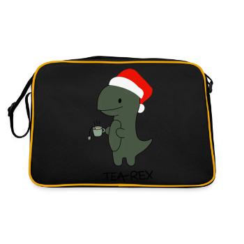 Tea-rex with Christmas hat - Retro Bag - black/gold - Back