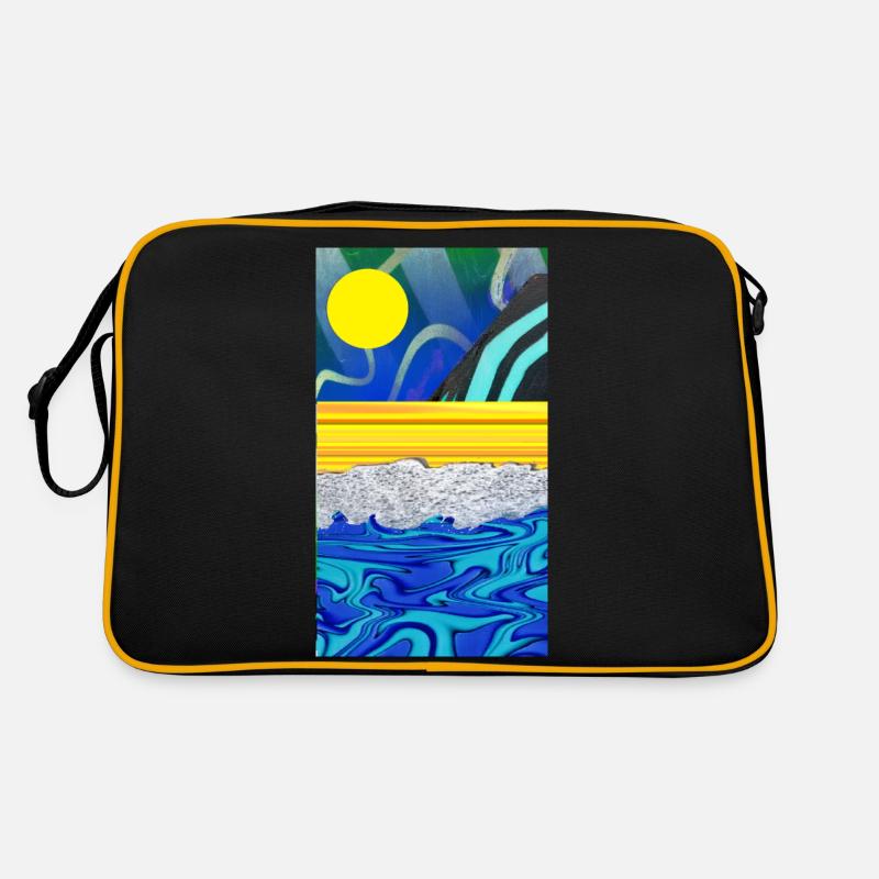 sea,sand,sky,sun graffiti landscape - Retro Bag - black/gold