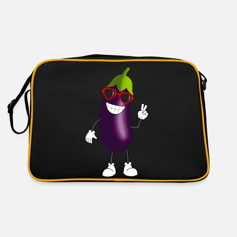 Cheerful eggplant says moi Retro Bag