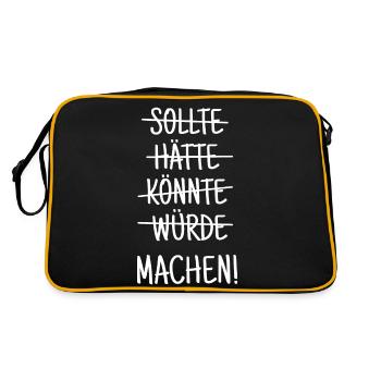 Einfach machen! - Retro Tasche - Schwarz/Gold - Hinten