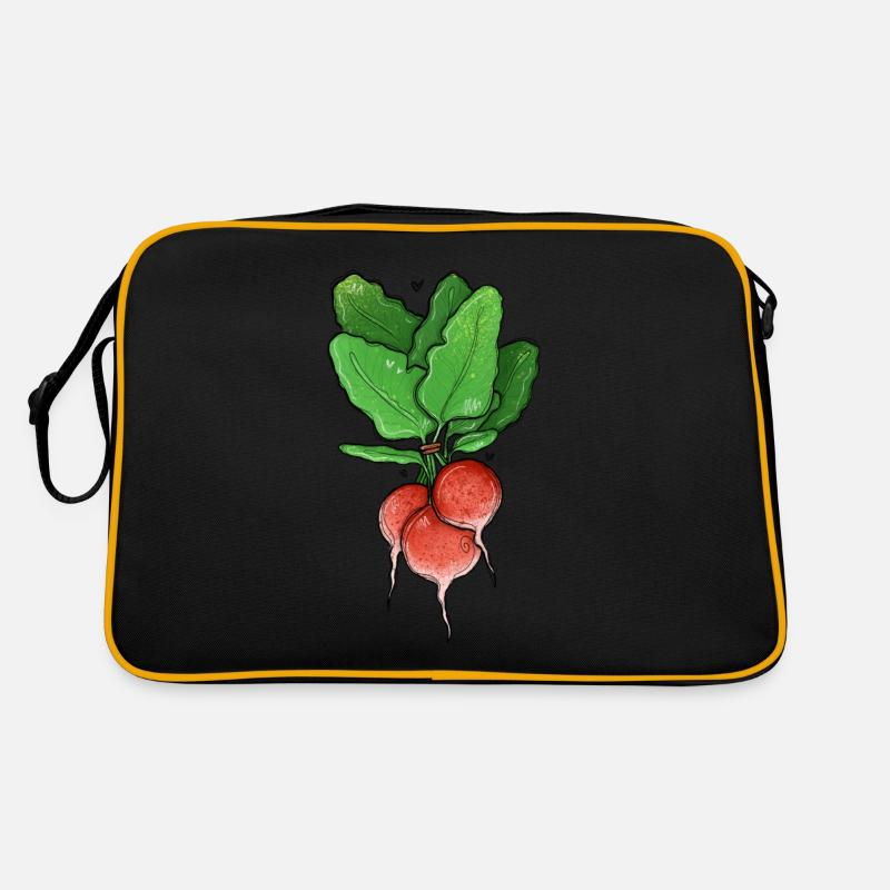 Radieschen Illustration - Retro Tasche - Schwarz/Gold