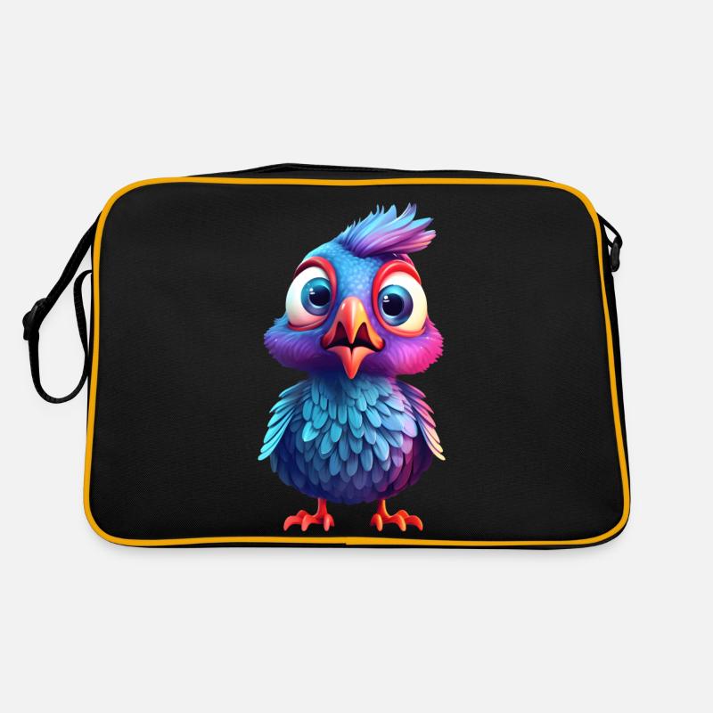 Bébé oiseau effrayé - Sac Retro - noir/or