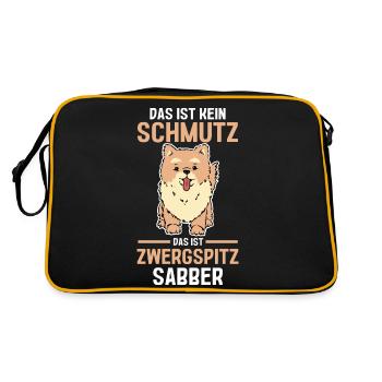 Hund Zwergspitz - Retro Tasche - Schwarz/Gold - Hinten