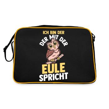 Eulen - Retro Tasche - Schwarz/Gold - Hinten