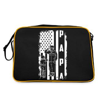 Papa USA Drapeau Père Fête des Pères Militaire Soldat - Sac Retro - noir/or - Dos