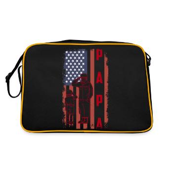 Papa États-Unis Drapeau Père Fête des pères Militaires Soldats - Sac Retro - noir/or - Dos