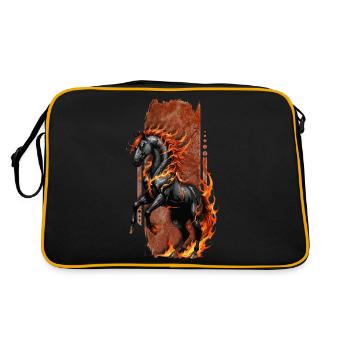 Infernal Steed: Doom Horse, Black and Aflame - Retro Bag - black/gold - Back