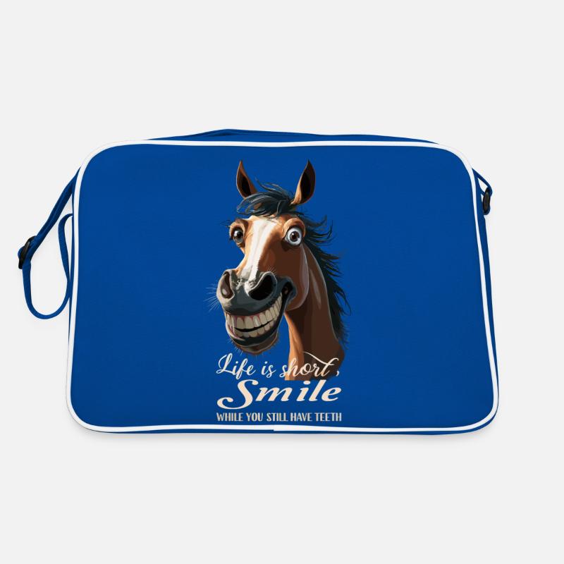 Horse laughs and shows teeth Retro Bag