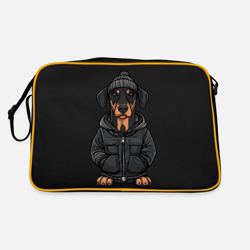 Doberman chien dessin animé Sac Retro
