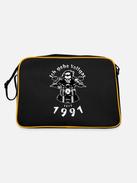 33. Geburtstag Ich gebe Vollgas seit 1991 - Retro Tasche - Schwarz/Gold - Hinten