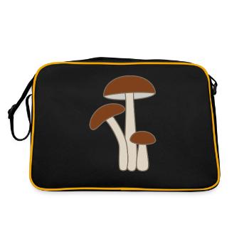 Pilze - Retro Tasche - Schwarz/Gold - Hinten