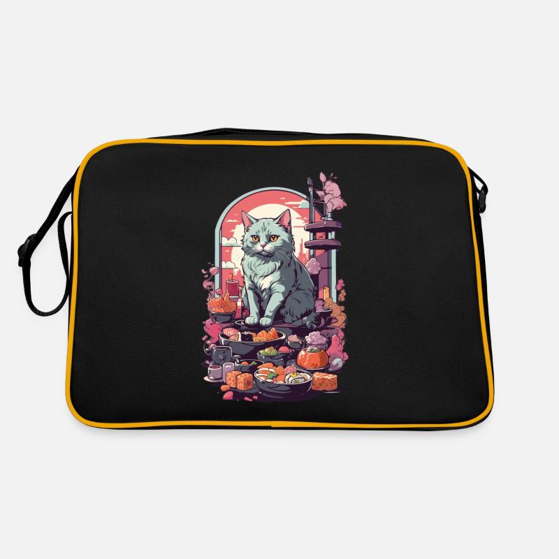 Retro Katze Sushi Sashimi Ukiyo-E Kunststil Retro Tasche