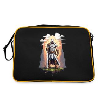 Retro Arcade Pixel Kunst Held Gaming Design - Retro Tasche - Schwarz/Gold - Hinten