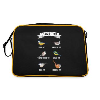 "J'aime les seins" cadeau ornithologie drôle ornithologie - Sac Retro - noir/or - Dos