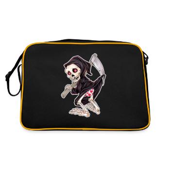 Lustiger Grim Reaper Tod mit Herz Höschen - Retro Tasche - Schwarz/Gold - Hinten