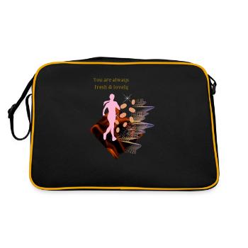 frisch und lieblich wie ich - Retro Tasche - Schwarz/Gold - Hinten