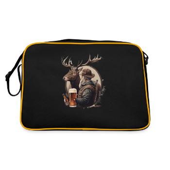 Hunter drinks beer - Retro Bag - black/gold - Back