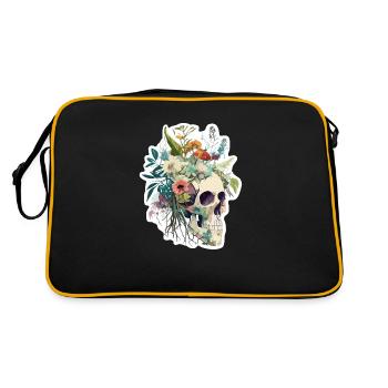 Crâne humain et fleurs 27 - Sac Retro - noir/or - Dos