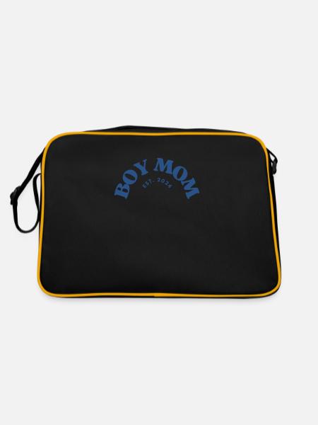 Boy Mom est. 2024 - Retro Tasche - Schwarz/Gold - Hinten