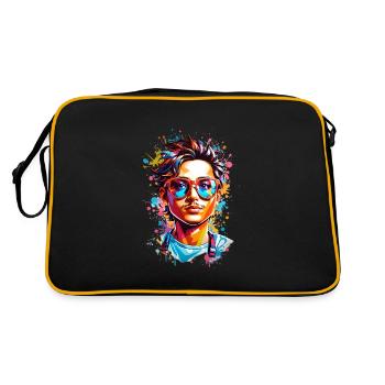 Hipster with beard - Retro Bag - black/gold - Back