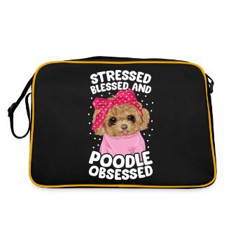 Gesegneter Pudel Besessener Lustiger Hundehalter - Retro Tasche - Schwarz/Gold - Hinten